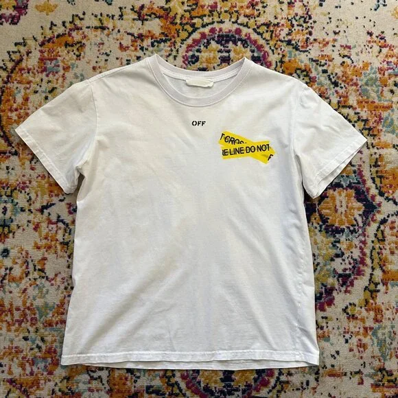 Off White Firetape Cross Short Sleeve T Shirt White Mens Size M Edgy Street Wear